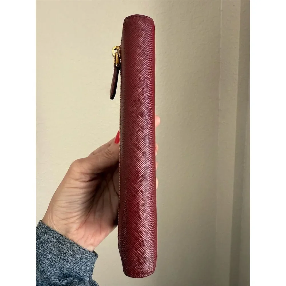 Prada Women's Red Saffiano Leather Long Wallet with COA - Picture 4 of 10